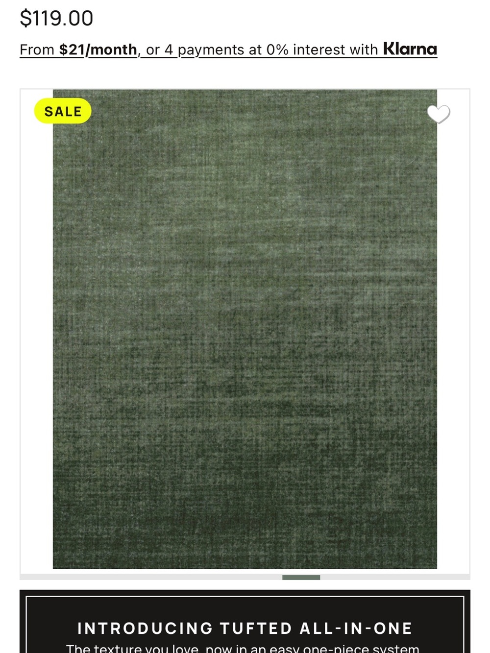 Ruggable Aura Ombre Solid Sage Rug (2’x3’) + Rug Pad | Like New